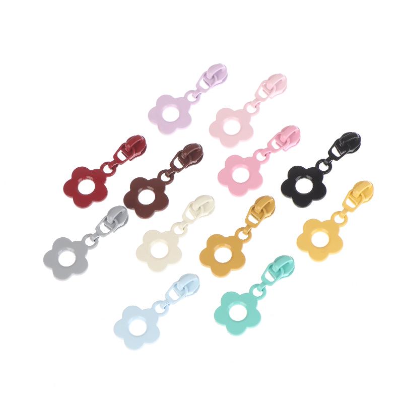 10Pcs Cute Little Flower Zipper Head For #3 Nylon Zippers Suitable For Home Sewing Diy Handmade Zipper Replacement