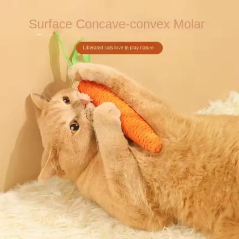 1/2/3/4/5pcs Fun Cat Teething Stick Sound Carrot Cuddle Toy Anti-Bite Scratch Board Pet Supplies For Interactive Entertainment