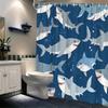 Shark Shower Curtain Waterproof Cartoon Bathroom Curtain Decoration Blue Ocean Style Polyester for Kids Kids Bathroom Accessorie