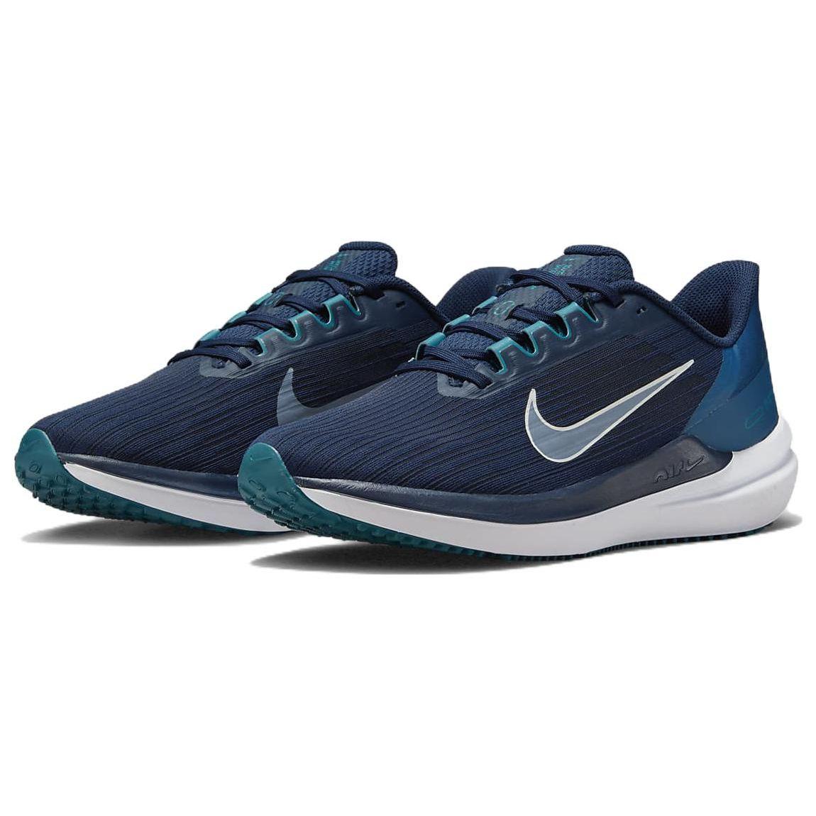 Nike Air Winflo 9 Obsidian Valerian Blue Мужские кроссовки ярко-еловые едва-зеленые — фото 3