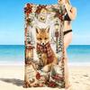 1Pc Winter Fox Christmas Scene Beach Towel Quick Dry Multiuse For Beach Pool Gym Yoga Home Travel Christmas Halloween Xmas Gift S1149