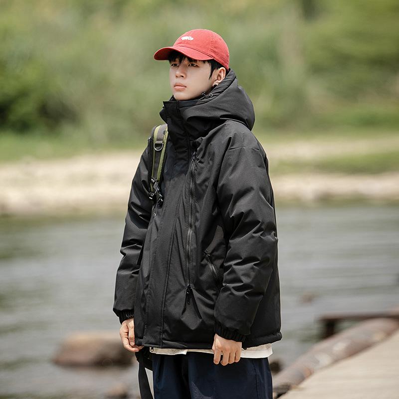 Outdoor couple jacket down cotton jacket men's winter loose hooded cotton jacket jacket thickened warm trendy padded clothes