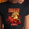 Year of The Horse T Shirt 2026 Chinese New Year Horse Lunar New Year Floral Gold Design Tops Asian Festival Unisex Clothes