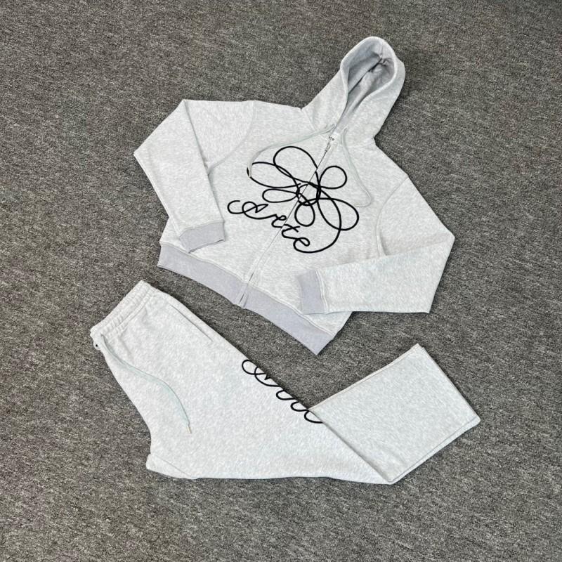 Unisex Hooded Oversized Cotton Sweatshirt With Floral Embroidery Long Sleeve Open Front Pullover Casual Sportwear