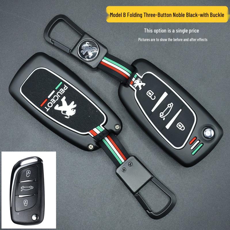 Dongfeng Peugeot Key Case for Models 207, 301, 308, 408, 508, and 3008 with Logo.