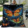 1pc Butterfly Printing Lightweight Flannel Blanket, Comfortable and Warm Blanket, for Camping Sofa Bed and Couch Office, Suitable for Gift Bl