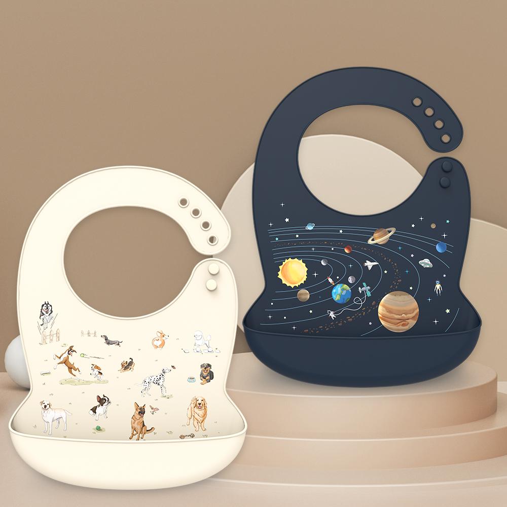 LOFCA 1pc Silicone Bibs For Kids Newborn Baby Bibs Waterproof Silicone Feeding Baby For Toddler Breakfast Feedings Adjustable