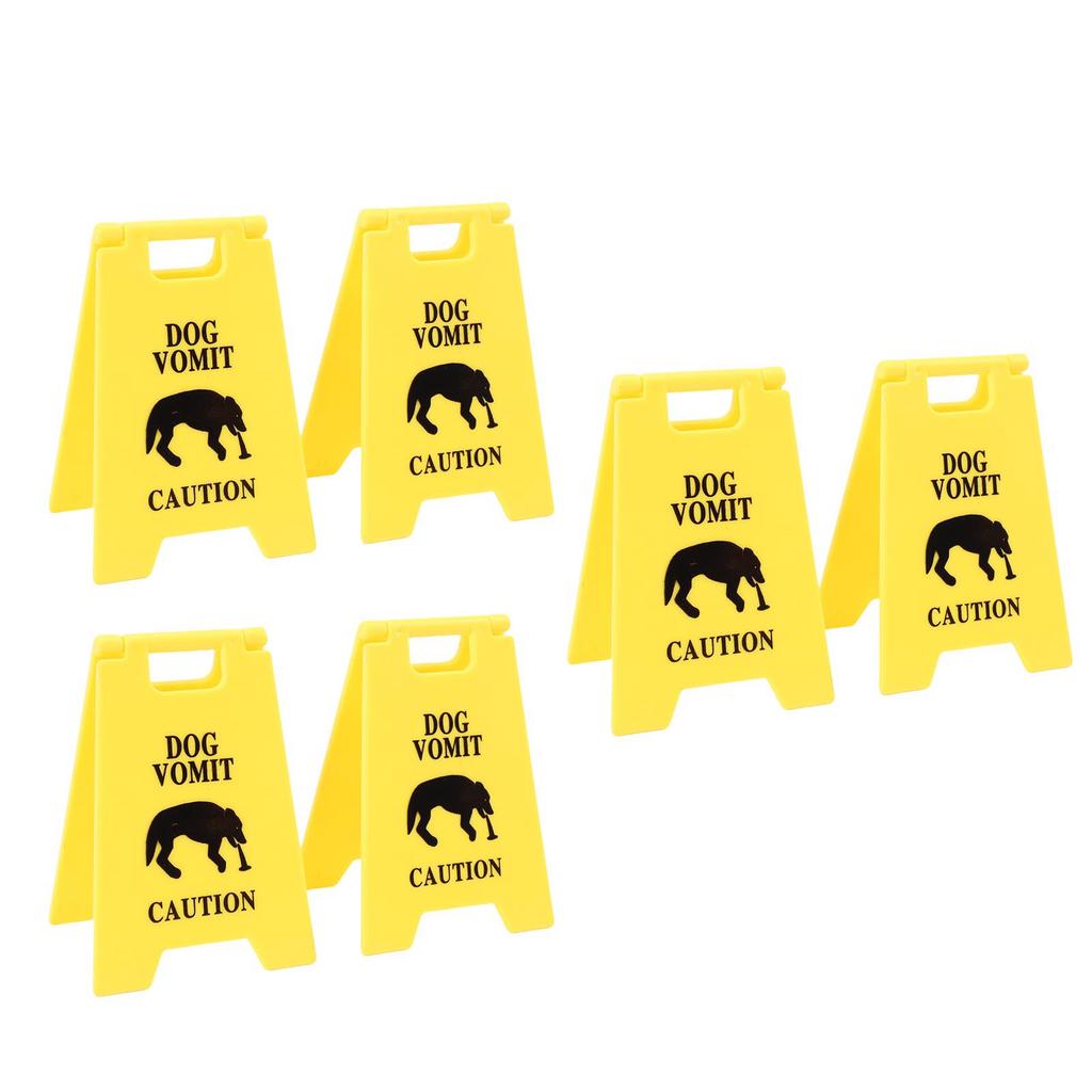 6PCS Dog Vomit Caution Sign Printed Funny Pet Vomit Warning Sign for Yard Home Office Remind Decoration