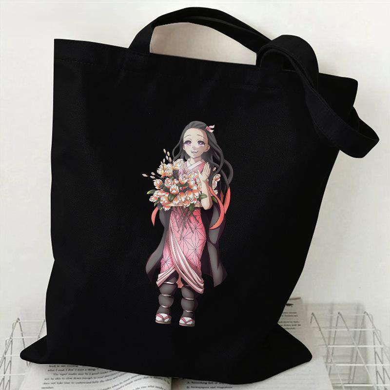 Japan cartoon comics Nezuko Kamado Demon Slayer Printed Canvas Bag Student Shoulder Bag Tote Bag 7550