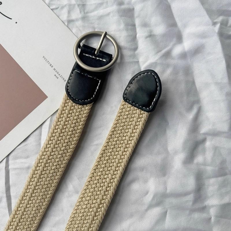 Unisex Korean Style Canvas Belt with Elastic Waistband and Pin Buckle