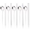 10Pcs Black Gold Stainless Steel Food Chopsticks Spoon Set Long Handle Flat Non-slip Chopsticks Dessert Spoons Dinnerware Set