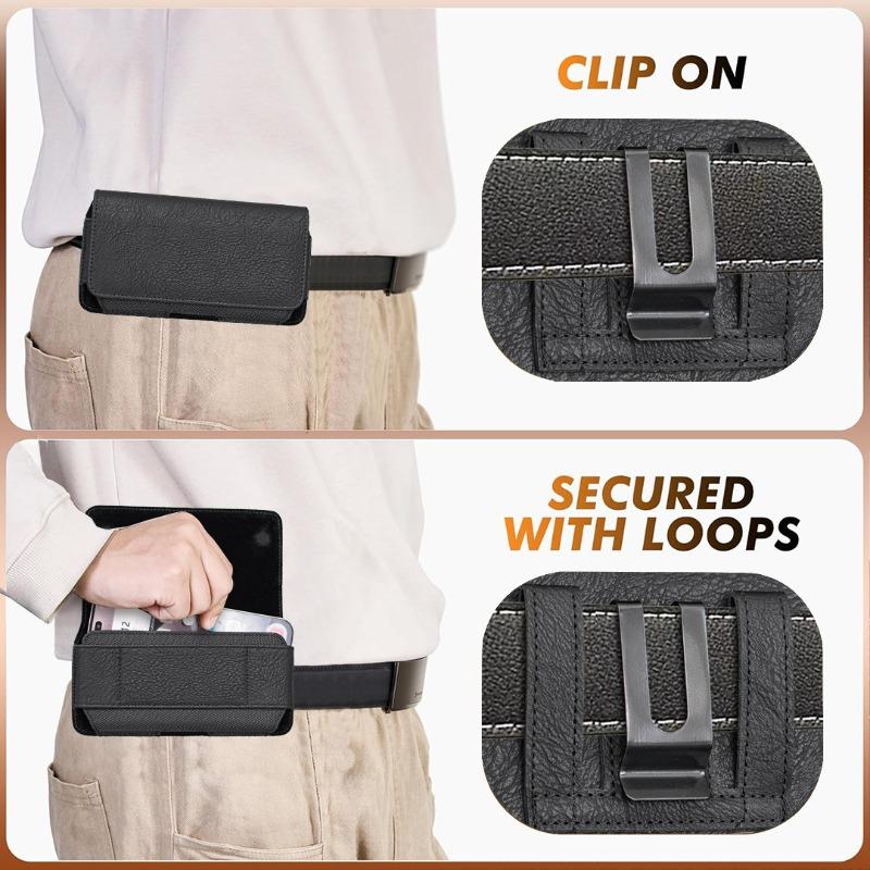 Suitable for Black Brown Mobile Phone Fanny Pack 5.5-6 Inch Card Model, Men's Waist Leather Case