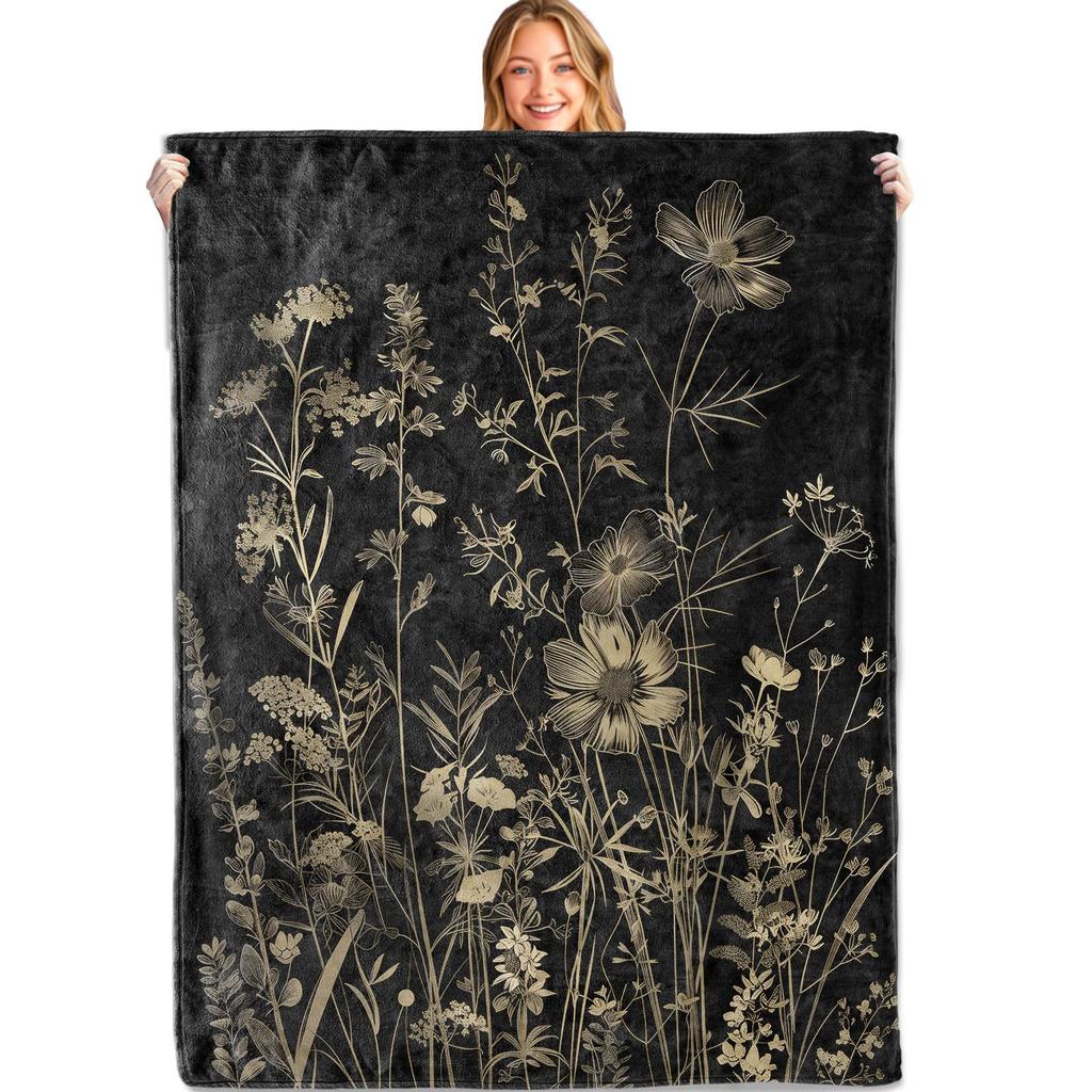 Bemalter Kolibri mit Blumen digital bedruckte Polyester-Samt-Flanell-Decke Weiche Fleece-Sofa-Abdeckdecken für Betten