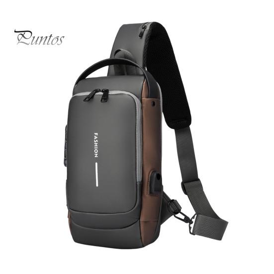 

Мужская нагрудная сумка, водонепроницаемая, противоугонная, с двумя молниями и кодовым замком, сумка на ремне, USB-порт для зарядки, многослойный портативный рюкзак для путешествий через плечо