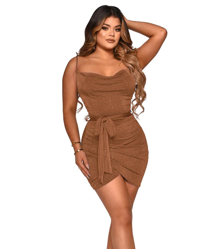 Women's sparkling sleeveless sexy suspender slim short dress