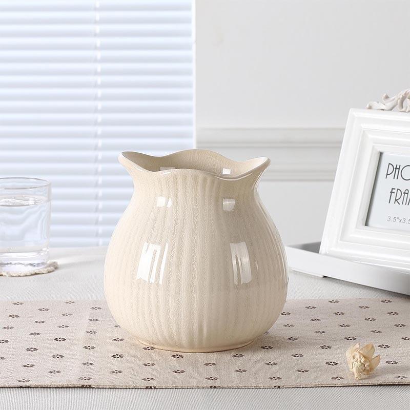 

Creative Striped Ceramic Vase Dining Table Hydroponic Flowers Living Room Decoration Green Plant Flower Vase Home Decoration