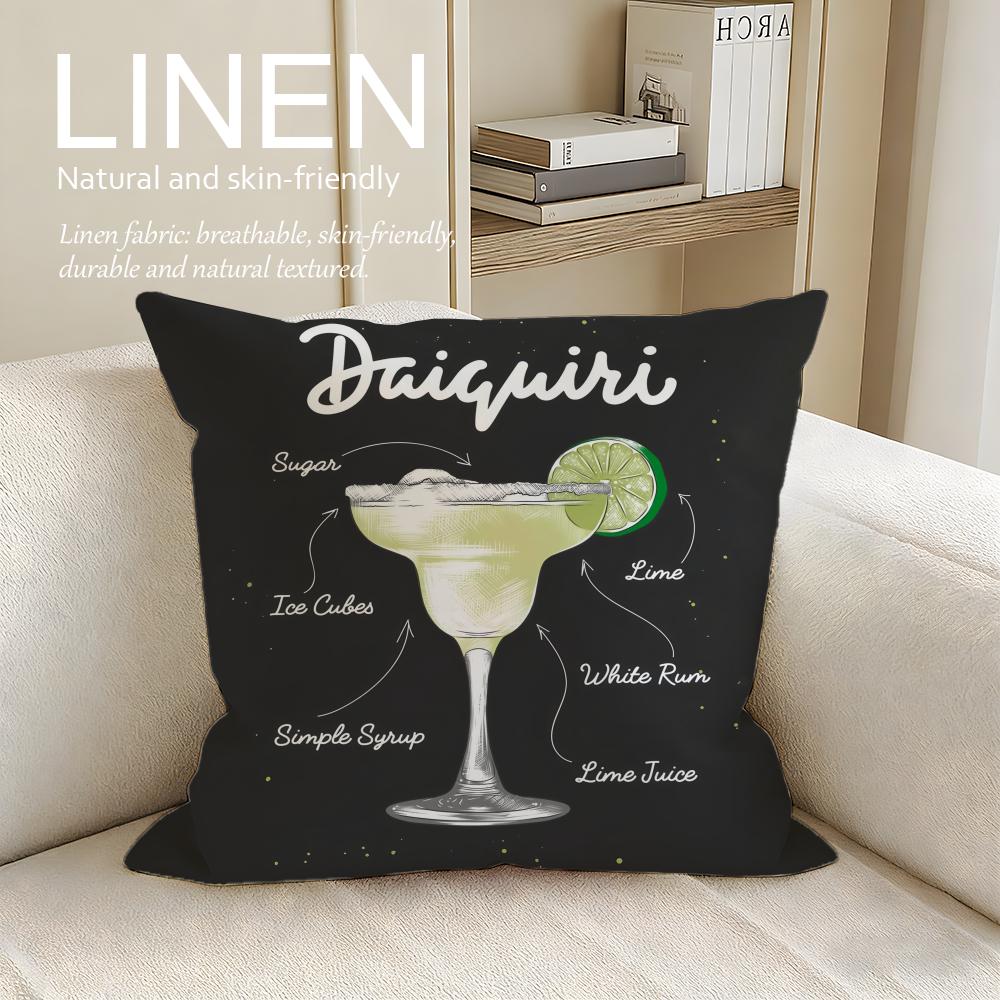 Food Daiquiri Cocktail Cushion Cover Pillowcase Set Pcs x x Breathable Washable Sofa Cushion Cover