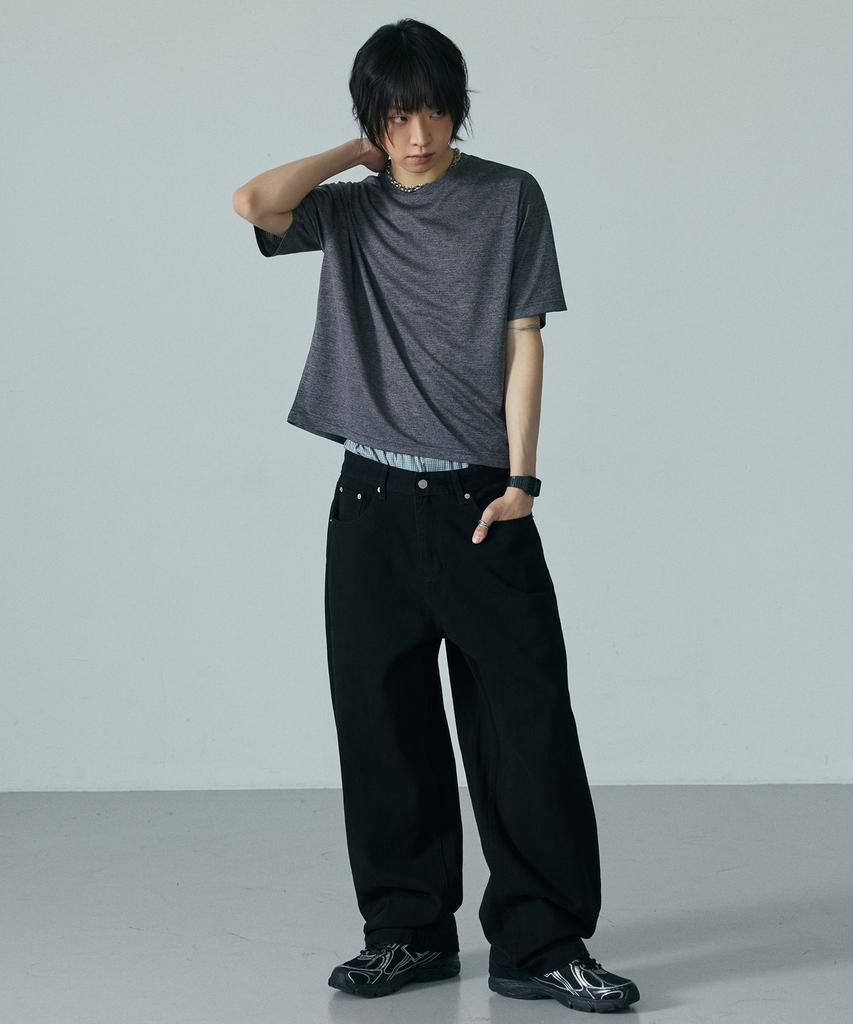 LXT Essential Cotton Wide Curved Chino Pants [Black]