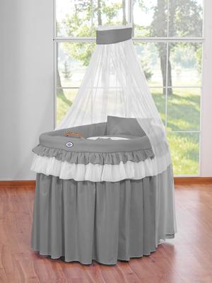 Wicker Moses Basket with Canopy - Little Prince Princess Anthracite