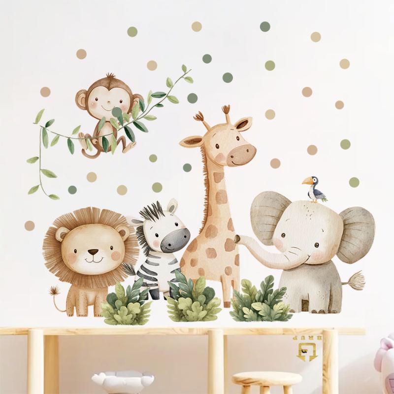 Cartoon Waldtiere Wandaufkleber Für Kinder Kinderzimmer Mädchen Junge Babyzimmer Dekoration Elefant Giraffe