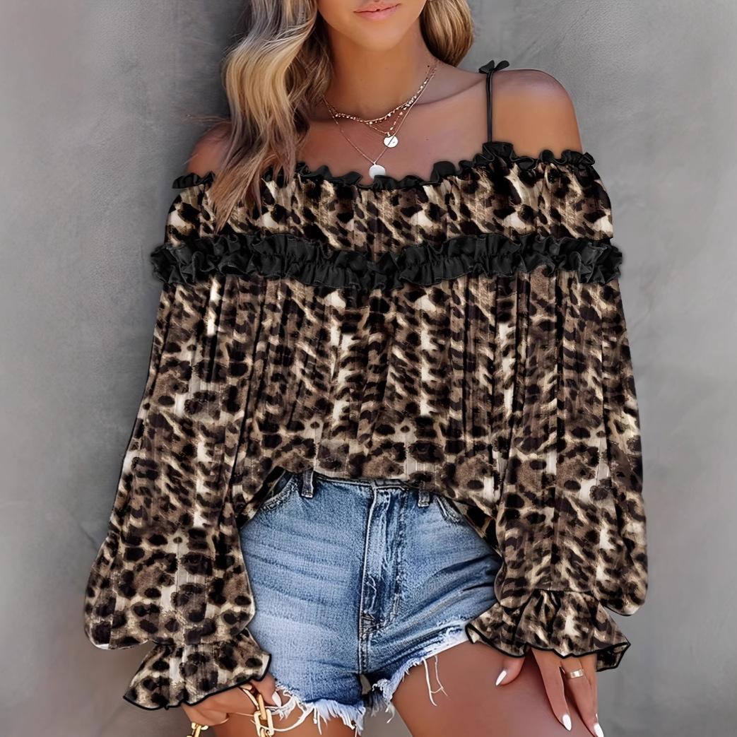 

Топ с длинными рукавами-буфами, с одинарным вырезом, градиентной контрастной расцветки, женские блузки и рубашки XXL чёрный