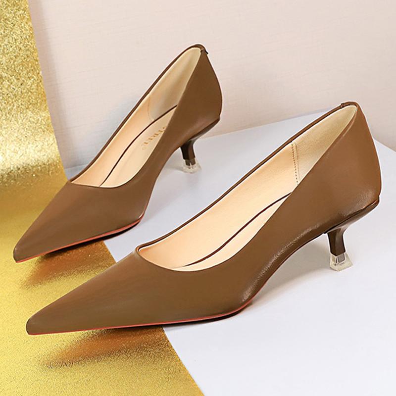 Shoes Women 4.5 Cm Heels Pointed Toe Woman Pumps Fashion Kitten Heels Large Size 34-43 Sexy Mid Heeled Female Shoes 2025