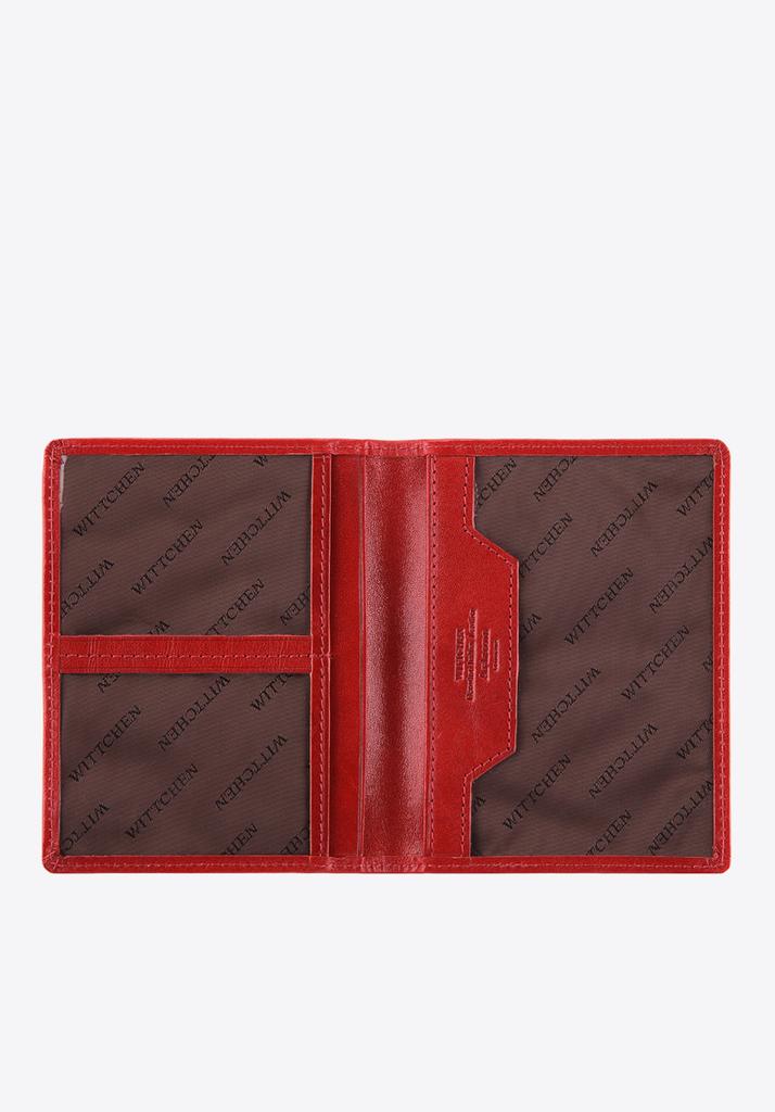 Porte-documents en cuir pour homme Wittchen avec poches transparentes, Rouge, Cuir naturel