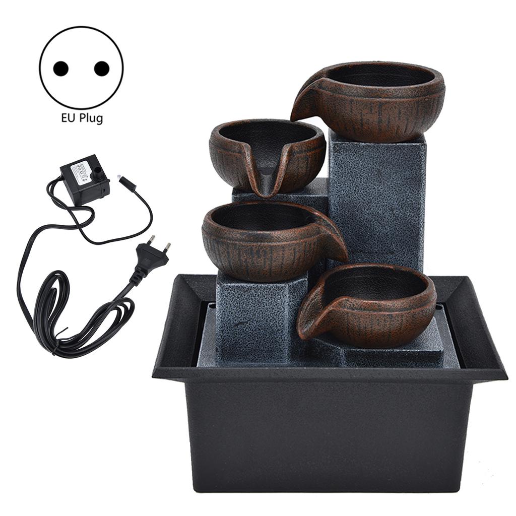 Tabletop Water Fountain with LED Yellow Light Feng Shui Relaxation Desktop Ornament DecorationUK