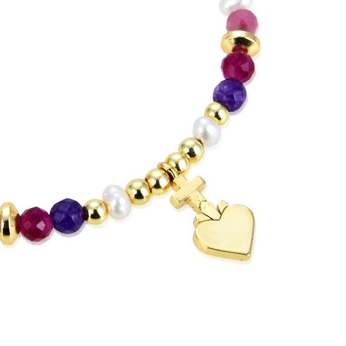 Collier - Nymox - Argent 925 - Plaqué Or Jaune 18 Carats - Cristal Multicolore - Taille Unique