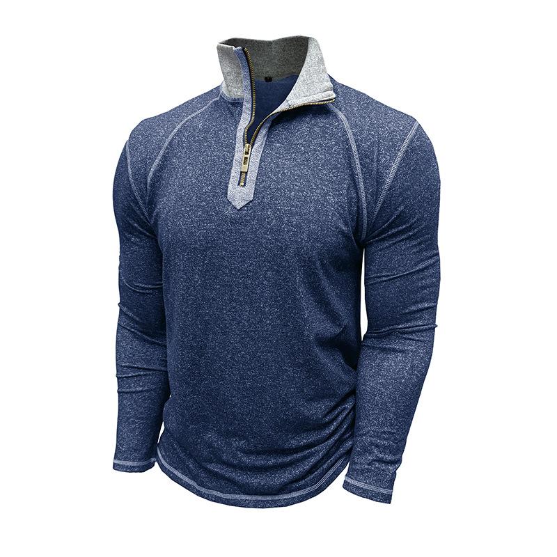 Men Slim Fit Long Sleeve Henley Zip Up Pullover Casual Daily Sweatshirt