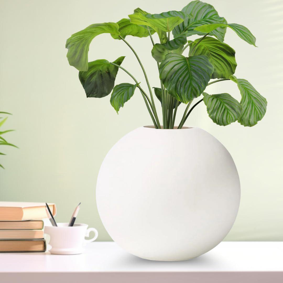 

Latest Ceramic White Round Vase 4 Inch - Set of 1 | Decorative Round Vase for Dried Flowers and Pampas Grass | Vases for Home Decor,
