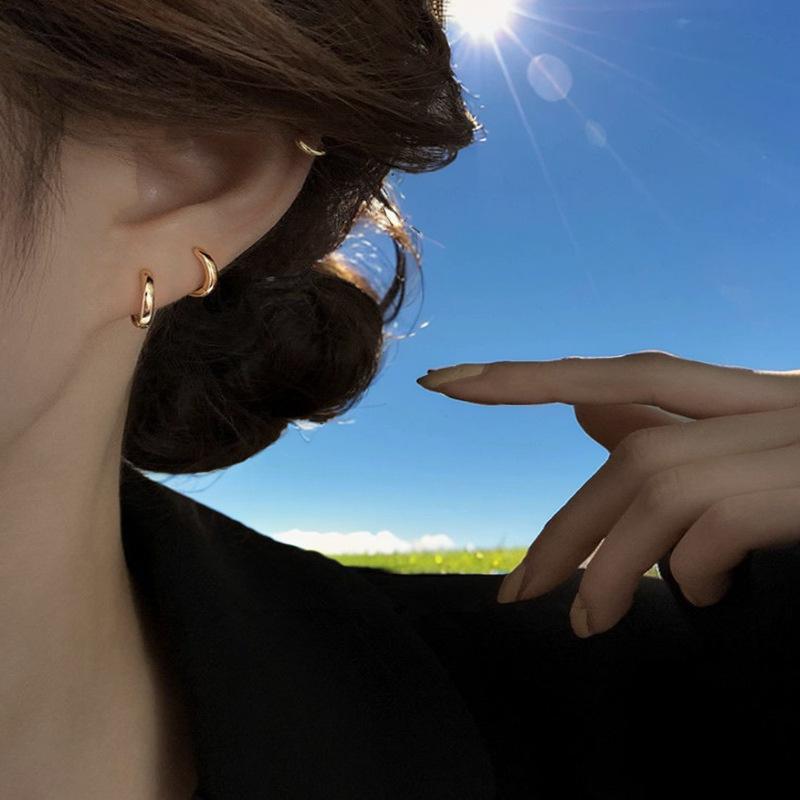 Earrings, Women's Simple Earrings, Ins Style Plain Circle Smooth Round Earrings, Niche Earring Accessories