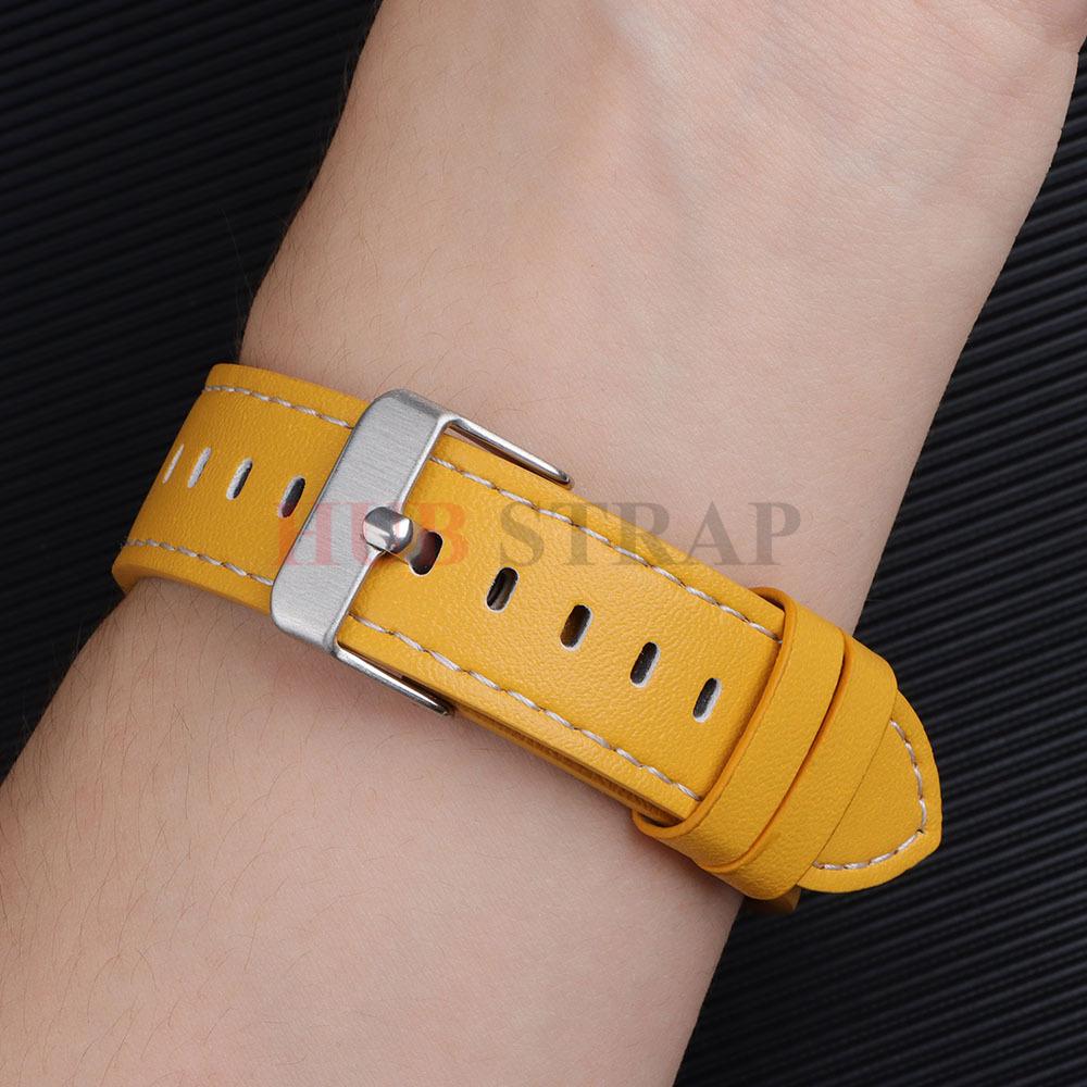22mm 20mm Watch Band Cowhide Watchband for Huawei GT3 for Samsung Strap for Men Steel Pin Buckle High Quality Wrist Bracelet