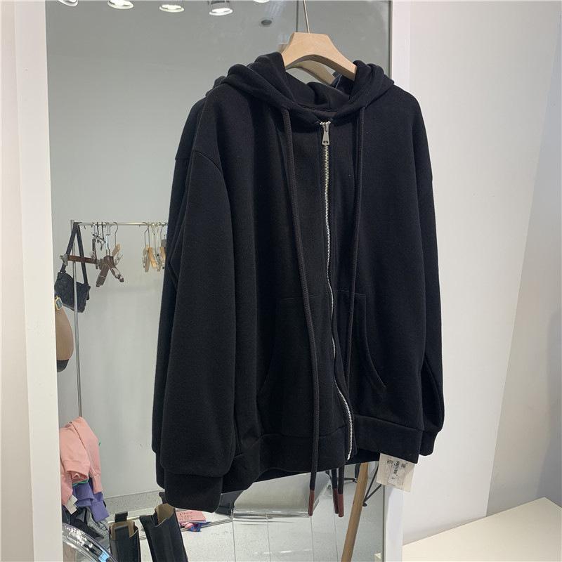 Kapuzenpullover Damen Herbst und Winter Lockere koreanische Strickjacke Lässiger dünner Kapuzenpullover Kapuzenjacke mit Reißverschluss Damenbekleidung