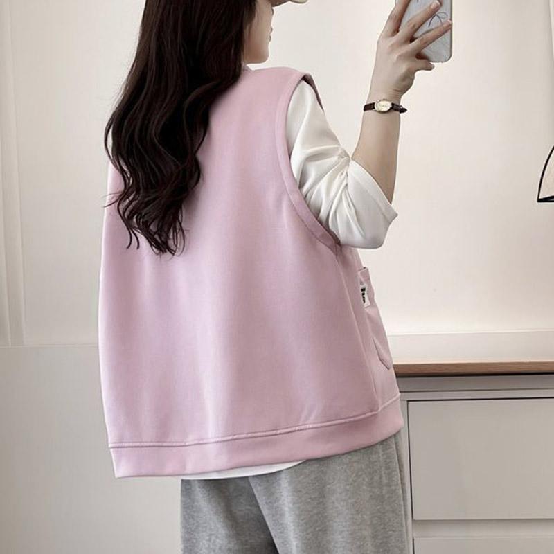 Vest for Women Cotton Autumn Winter Solid Color Vest Oversize Casual Loose-fitting Vest