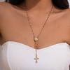 Europäischer und Amerikanischer Schmuck Vielseitige Retro Jungfrau Maria Kreuz Anhänger Halskette Personalisierte Lippenkette Lange Fransenkette