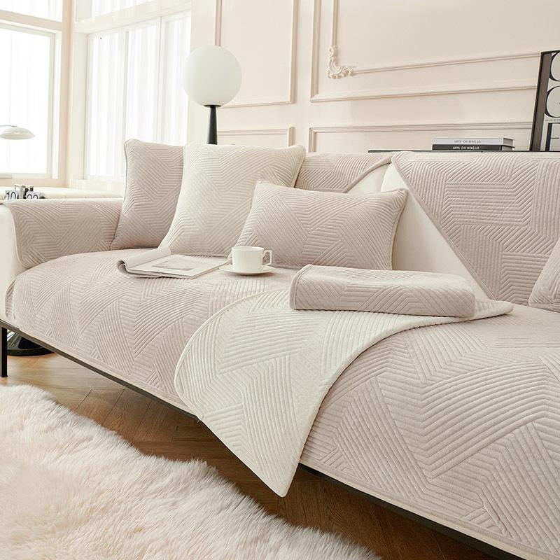 Moderner Sofabezug, rutschfest, verdickt, Plüsch, Sofakissen, Matte, Sofa, Handtuch, Heimcouch, Winter, einfarbig, Couchbezug für Wohnzimmer