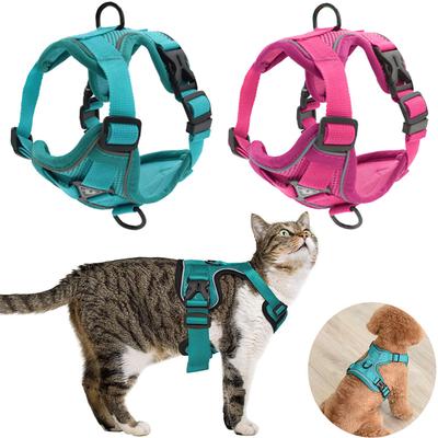 Adjustable Pet Cat Harness and Leash Set Breathable Mesh Cat Vest Escape Proof Harness Reflective Small Medium Cat Leash Harness