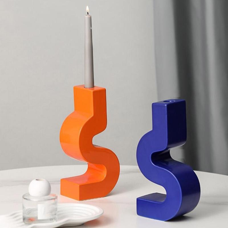 U-shape S-shape Candlestick Siliocne Mold Handmade Plaster Epoxy Resin Candle Holder Tray Molds Home Crafts Decoration