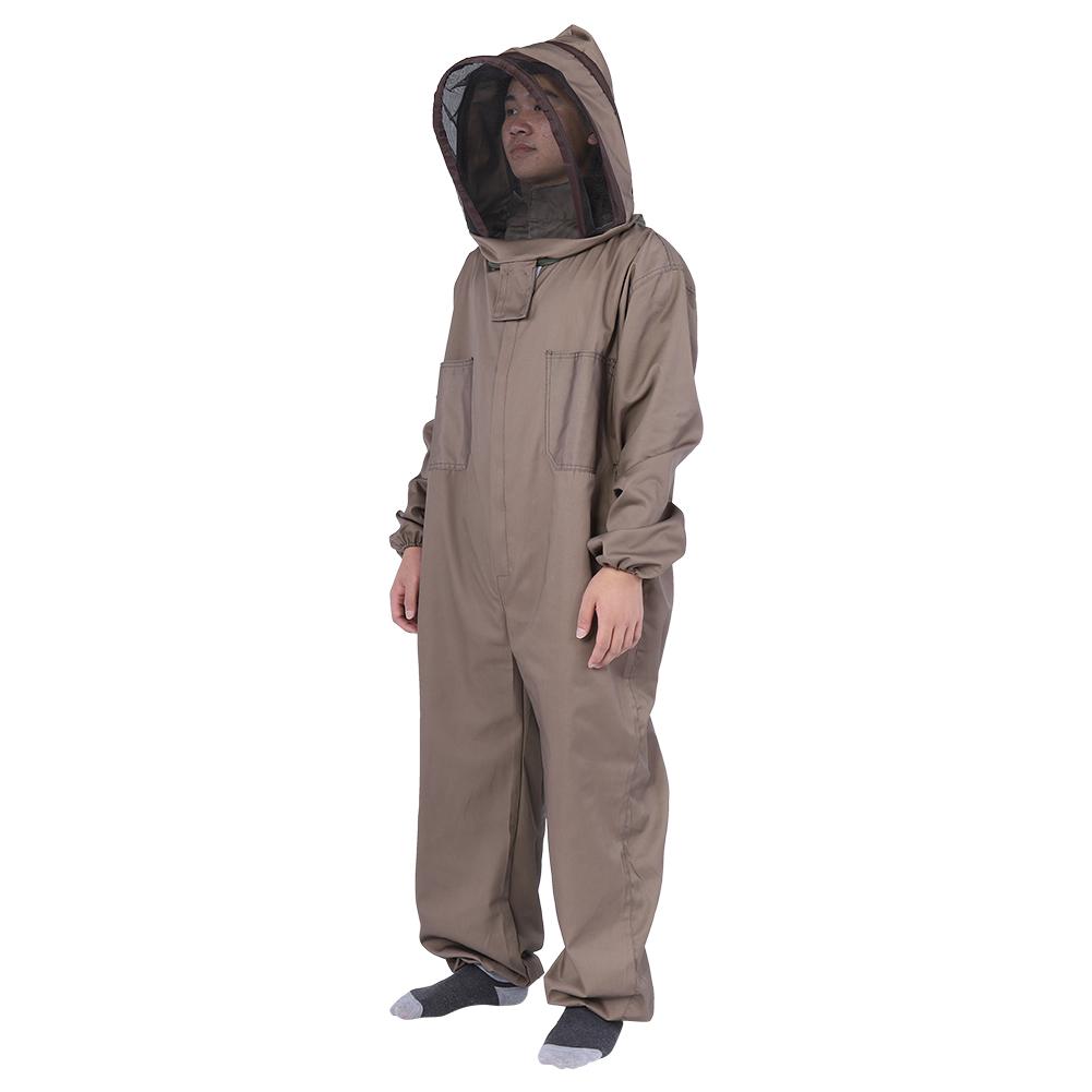 Cotton Zippered Protective Beekeeping Suit with Hooded Veil Beekeeper Clothing