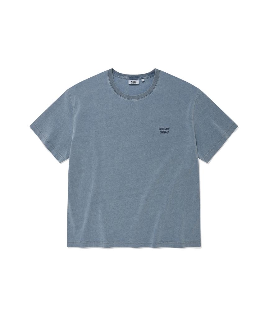 WACKY WILLY Denim-Like Small Logo Short Sleeve T-Shirt Light Blue