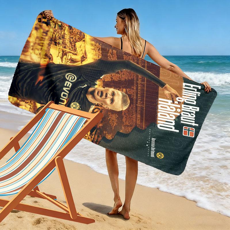 Football star Print Beach Towel, Large Soft Quick Dry Towel for Beach Camping Swimming