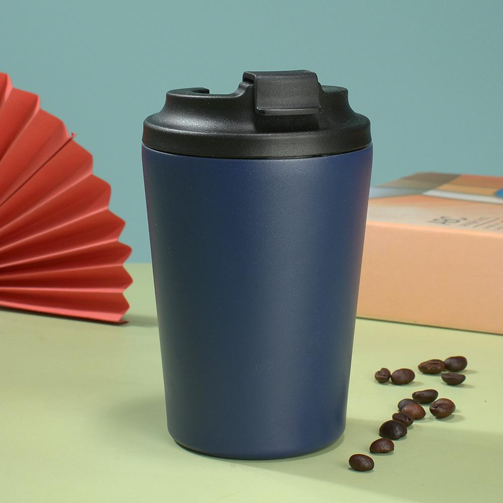 12Oz Stainless Steel Coffee Cup Thermos Cup Clamshell With Scale Inside, Simple And Portable Double-Layer Office Cup