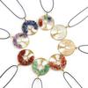 Hand-Wound Natural Gravel Raw Copper Tree Root Life Tree Necklace Crystal Stone Pendant Necklace N46