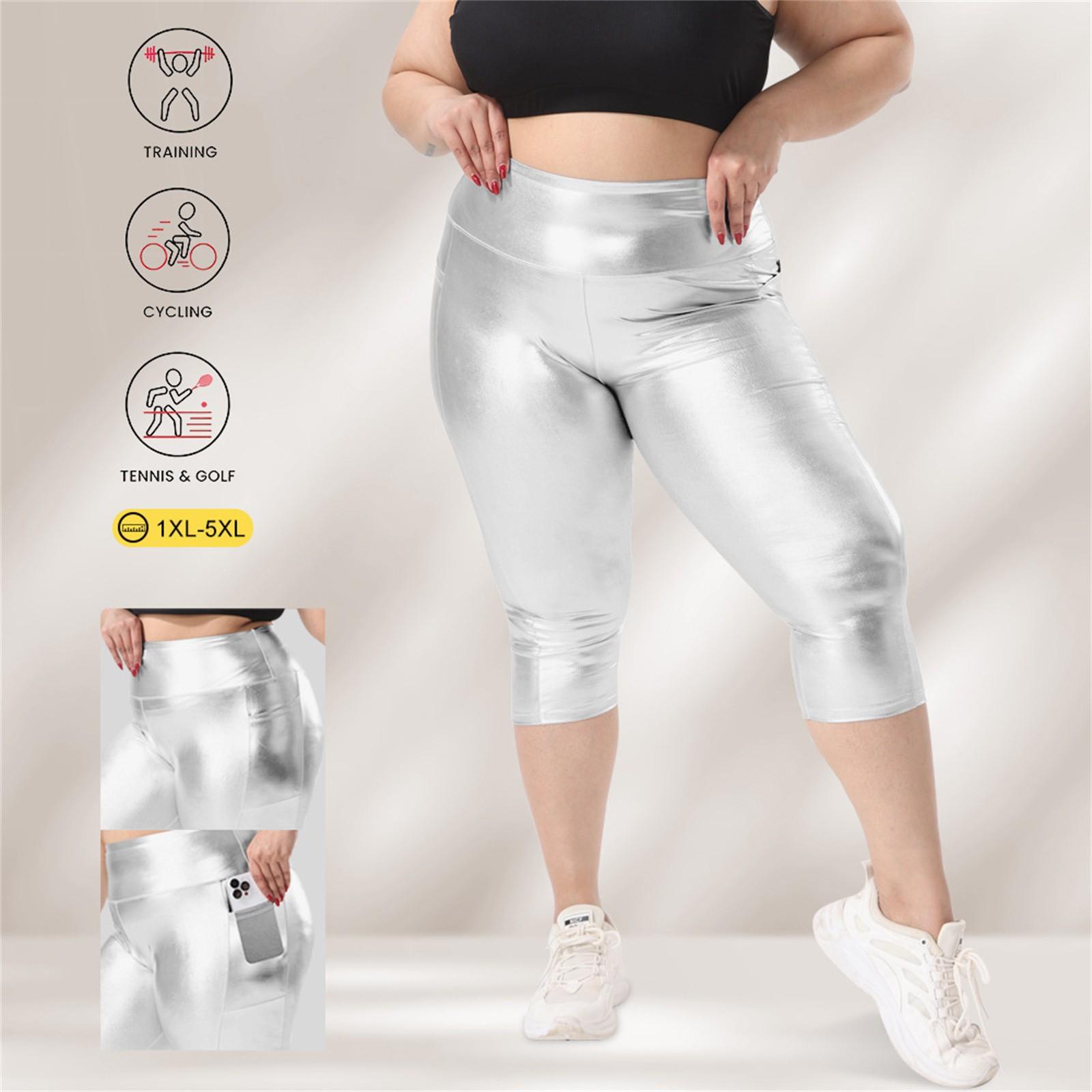 

Женские сексуальные штаны для йоги с высокой талией и подъемом бедер, большие размеры XL серебряный