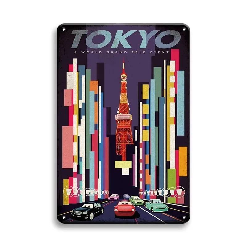 Vintage Travel Cities Metal Tin Signs PARIS IMALIBU CHICAGO Iron Painting Retro Posters Home Wall Art Decor Room Decoration