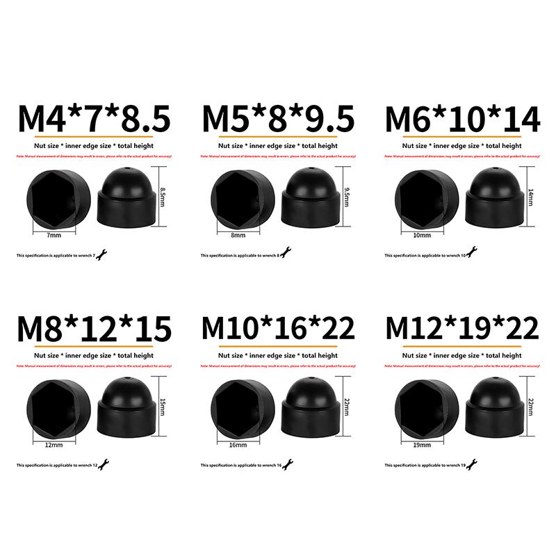 Neue 10 Stück M4 M5 M6 M8 M10 M12 Schraube Mutter Kuppel Schutzkappen Abdeckungen Freiliegende Sechskant Kunststoff Schraubenschutz Abdeckungen