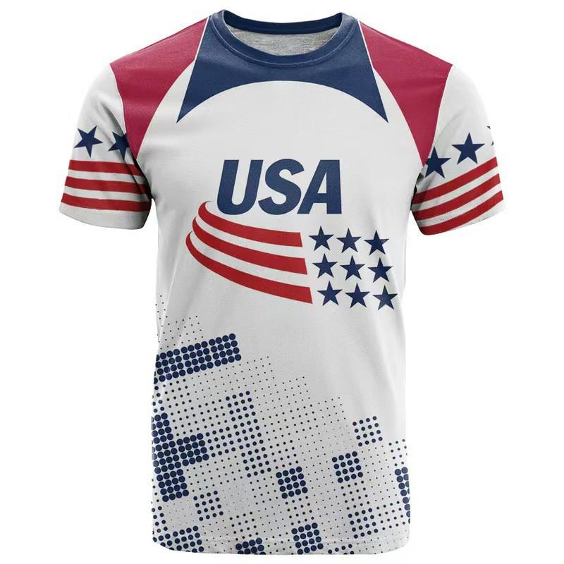 Mens Loose Fit 3D Print Soccer Fan T-Shirt USA Canada Mexico World Cup Support Tee Sportswear