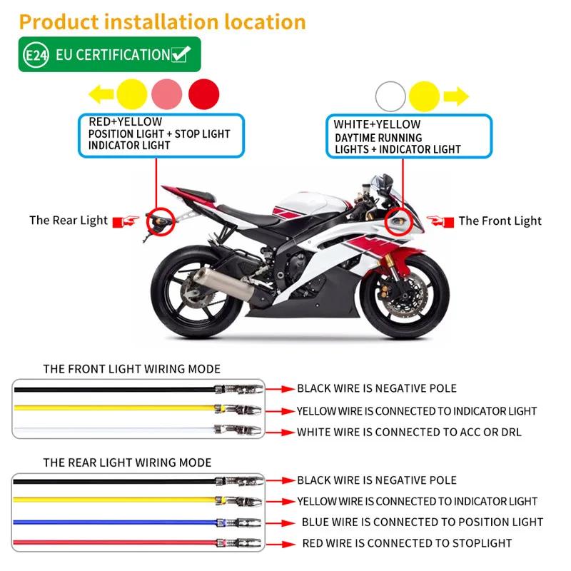 Motorcycle LED Signal Lights 16LED Motorcycle Directional Indicator Turn Signal DRL Light Flowing Taillight Daytime Running Lamp