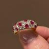 Luxury Ruby Shining Engagement Ring   Inlaid Diamond Full Circle Red Rings For Women Fashion New In Fine Jewelry